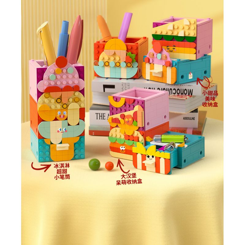 JAKI JK5207 5207 non  HỘP LƯU TRỮ BỮA TIỆC THỰC PHẨM bộ đồ chơi xếp lắp ráp ghép mô hình Dots 400 khối