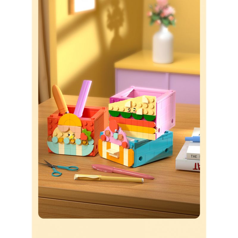 JAKI JK5207 5207 non  HỘP LƯU TRỮ BỮA TIỆC THỰC PHẨM bộ đồ chơi xếp lắp ráp ghép mô hình Dots 400 khối