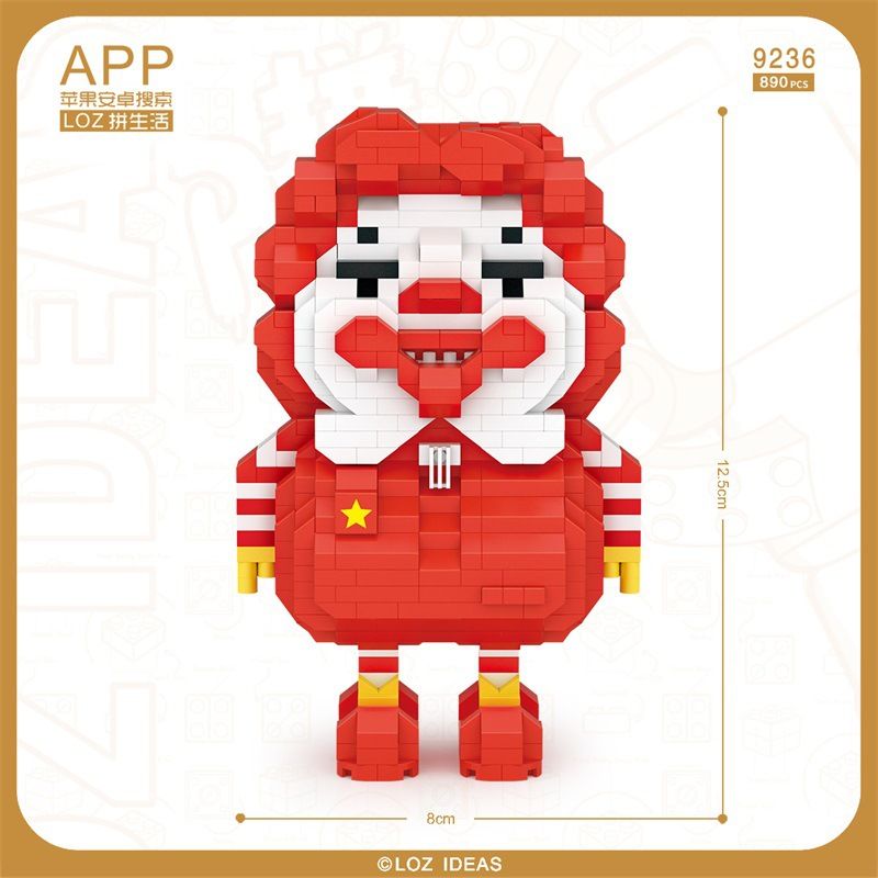 LOZ 9236 non Lego CHÚ HỀ MCDONALD bộ đồ chơi xếp lắp ráp ghép mô hình Creator Sáng Tạo 890 khối