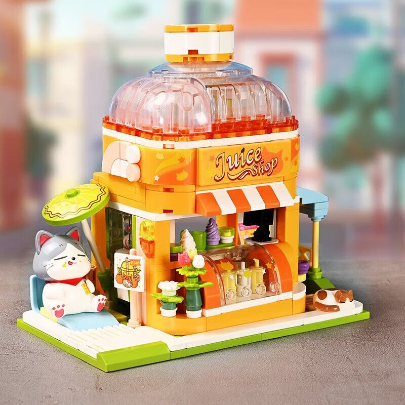 KEEPPLEY K28017 28017 non  CỬA HÀNG NƯỚC TRÁI CÂY MÀU XANH VÀ TRẮNG bộ đồ chơi xếp lắp ráp ghép mô hình LOVELY STREET