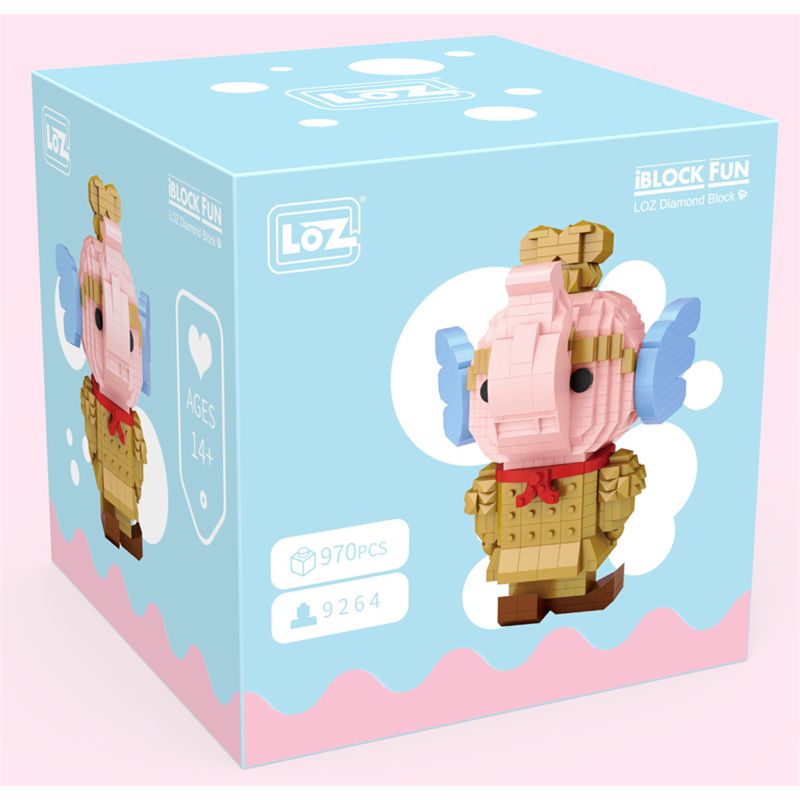 LOZ 9264 non  CHIẾN BINH ĐẤT NUNG VOI HỒNG bộ đồ chơi xếp lắp ráp ghép mô hình Creator Sáng Tạo 970 khối