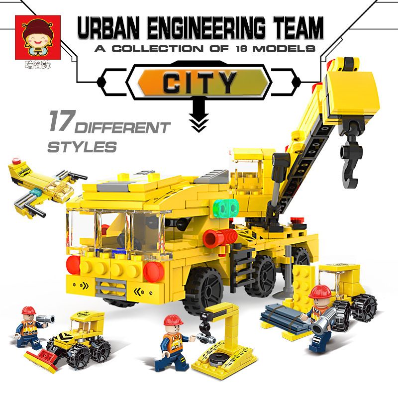 RUIZHI BEE 22006 non  CRANE KỸ THUẬT 16 KẾT HỢP bộ đồ chơi xếp lắp ráp ghép mô hình CITY BUILDING