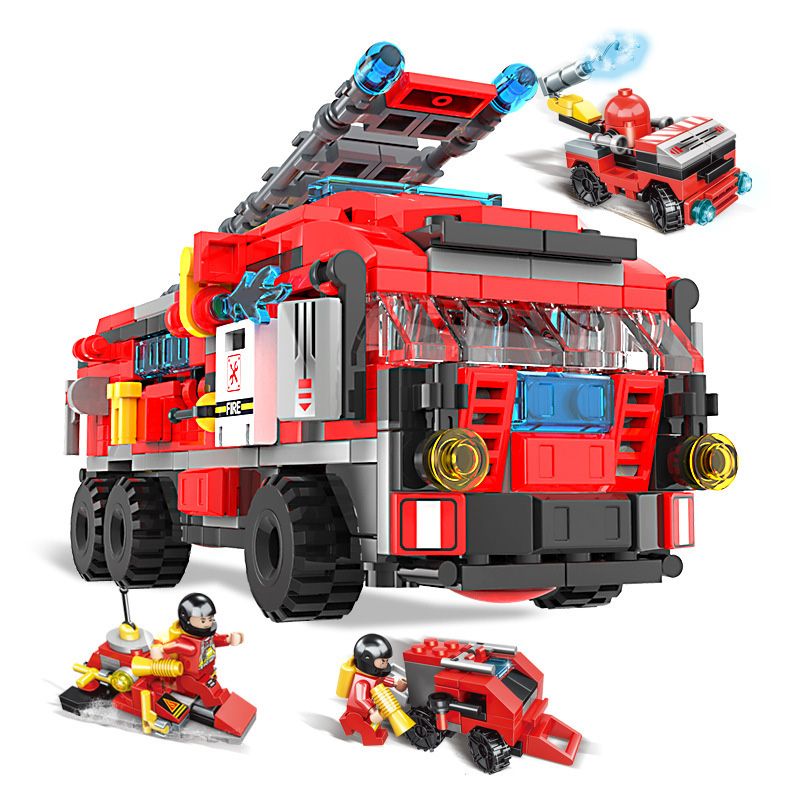 RUIZHI BEE 22008 non Lego 10 SỰ KẾT HỢP CỦA XE CỨU HỎA ĐÁM MÂY bộ đồ chơi xếp lắp ráp ghép mô hình Fire Rescure FIRE BRIGADE 842 khối