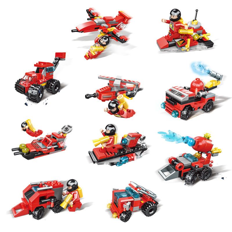 RUIZHI BEE 22008 non  10 SỰ KẾT HỢP CỦA XE CỨU HỎA ĐÁM MÂY bộ đồ chơi xếp lắp ráp ghép mô hình Fire Rescure FIRE BRIGADE 842 khối