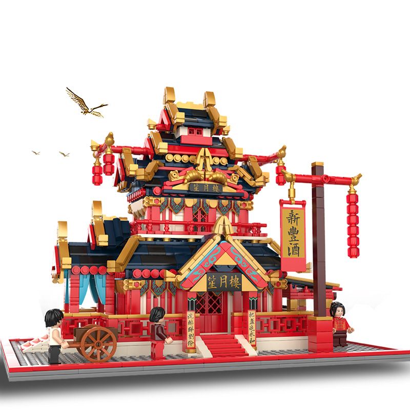 JAKI JK2350 2350 non Lego NHÀ HÀNG SHENGYUELOU SHENGTANG bộ đồ chơi xếp lắp ráp ghép mô hình Modular Buildings Mô Hình Nhà Cửa 2055 khối