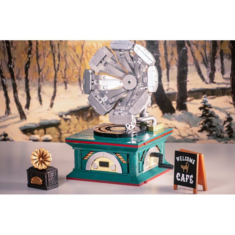 TOP TOY 16002 non  MÁY HÁT CỔ ĐIỂN bộ đồ chơi xếp lắp ráp ghép mô hình RETRO GRAMOPHONE 678 khối