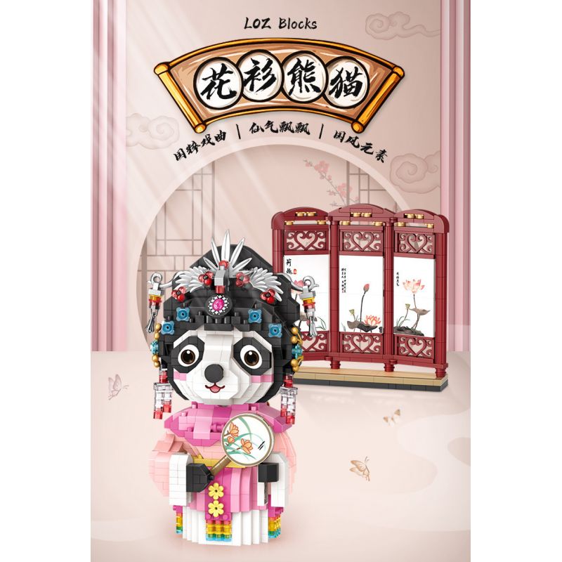 LOZ 8108 non  TINH HOA TRUNG QUỐC PANDA TRONG CHIẾC ÁO bộ đồ chơi xếp lắp ráp ghép mô hình Brickheadz Nhân Vật Đầu To 1140 khối