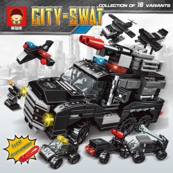 RUIZHI BEE 11043 non  XE CHỐNG CHÁY NỔ ĐẶC BIỆT 16 KẾT HỢP bộ đồ chơi xếp lắp ráp ghép mô hình CITY SWAT 499 khối