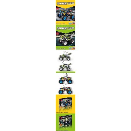 TA GAOLE T1007-1 1007-1 T1007-2 1007-2 non  XE TẢI MONSTER 2 RUNARTER bộ đồ chơi xếp lắp ráp ghép mô hình Mini Racing Pacemaker TECHNOLOGY MIX Đua Xe Mini 408 khối