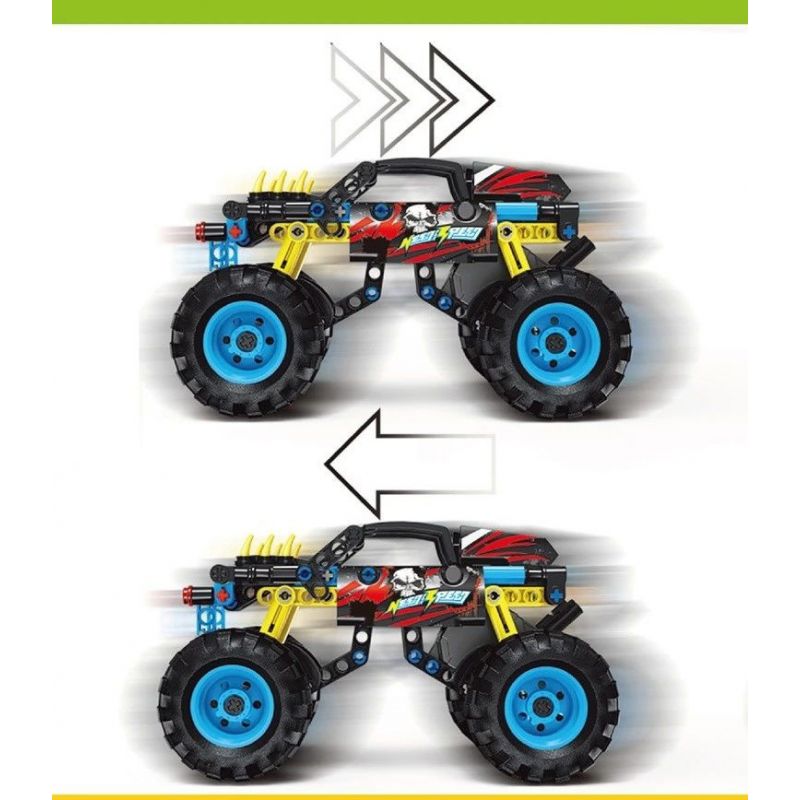 TA GAOLE T1007-1 1007-1 T1007-2 1007-2 non  XE TẢI MONSTER 2 RUNARTER bộ đồ chơi xếp lắp ráp ghép mô hình Mini Racing Pacemaker TECHNOLOGY MIX Đua Xe Mini 408 khối