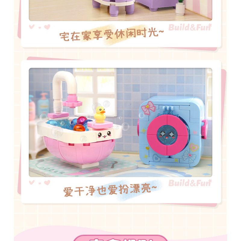 Enlighten 35016 Qman 35016 non  NUAN LIFE BLIND BOX 10 MẪU KHUNG LEO CHO MÈO BÀN TRANG ĐIỂM ĐÀN PIANO NHỎ GHẾ SOFA TV CHĂN TỦ LẠNH CON LĂN MÁY NƯỚNG BÁNH MÌ BỒN TẮM bộ đồ chơi xếp lắp ráp ghép mô hình Tastingbrick BUILD&FUN