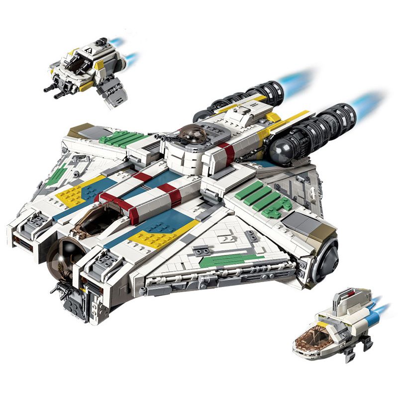 SUPER 18K K110 non Lego TÀU VŨ TRỤ BÓNG MA KHÁNG CHIẾN bộ đồ chơi xếp lắp ráp ghép mô hình Star Wars GHOST VCX-100 LIGHT FREIGHTER Chiến Tranh Giữa Các Vì Sao 4577 khối