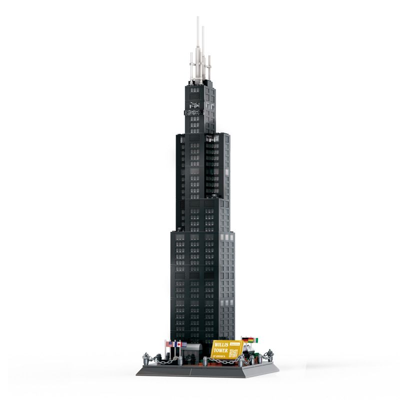 WANGE 5228 non Lego TÒA NHÀ WILLIS CHICAGO HOA KỲ bộ đồ chơi xếp lắp ráp ghép mô hình Buildings WILLIS TOWER 1241 khối