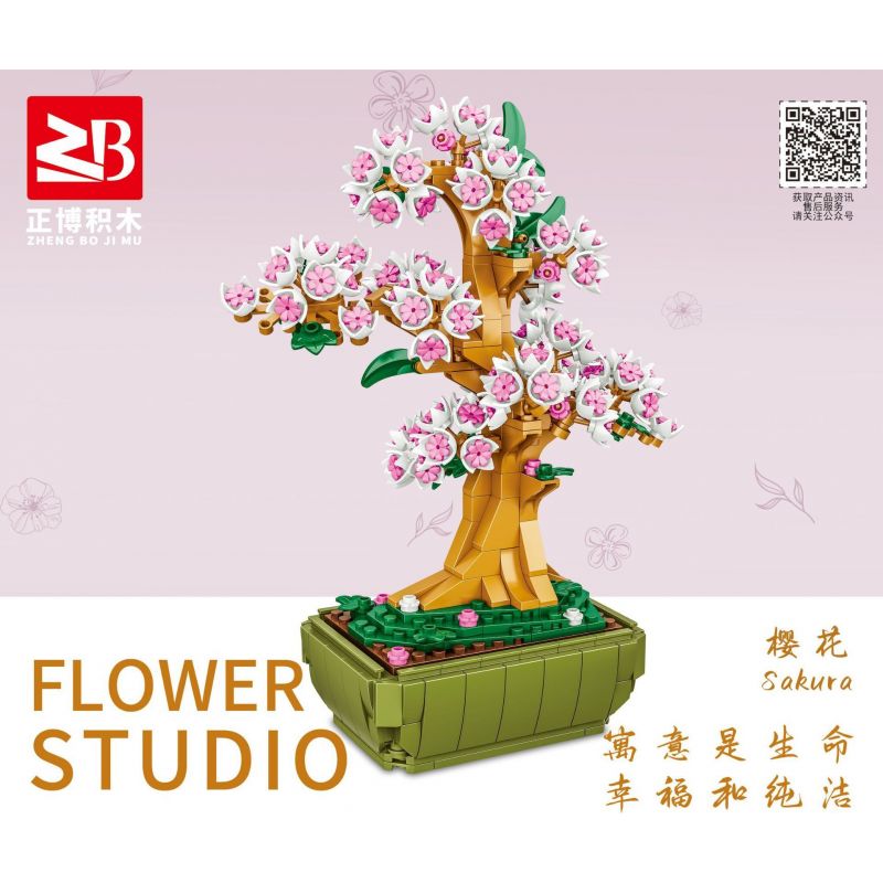 FAIR 9111 non  HOA ANH ĐÀO bộ đồ chơi xếp lắp ráp ghép mô hình Flowers SAKURA 550 khối