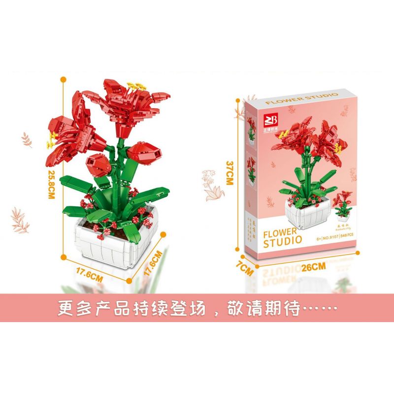 FAIR 9107 non  HÀ MÃ bộ đồ chơi xếp lắp ráp ghép mô hình Flowers BARBADOSLILY Hoa 548 khối