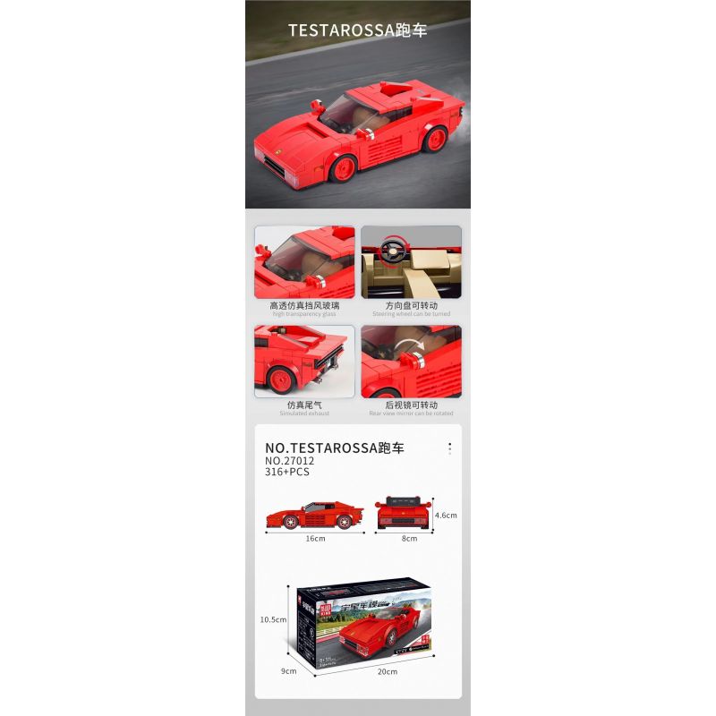 MouldKing 27012 Mould King 27012 non  SIÊU XE FERRARI bộ đồ chơi xếp lắp ráp ghép mô hình  FERRARI TESTAROSSA Kỹ Thuật Công Nghệ Cao Mô Hình Phương Tiện 316 khối