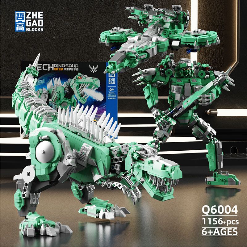 ZHEGAO Q6004 6004 non Lego BA BIẾN ĐỔI CƠ KHÍ SPINOSAURUS bộ đồ chơi xếp lắp ráp ghép mô hình 1156 khối