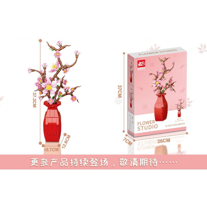 FAIR 9105 non  HOA ĐÀO bộ đồ chơi xếp lắp ráp ghép mô hình Flowers PEACH BLOSSOM 550 khối