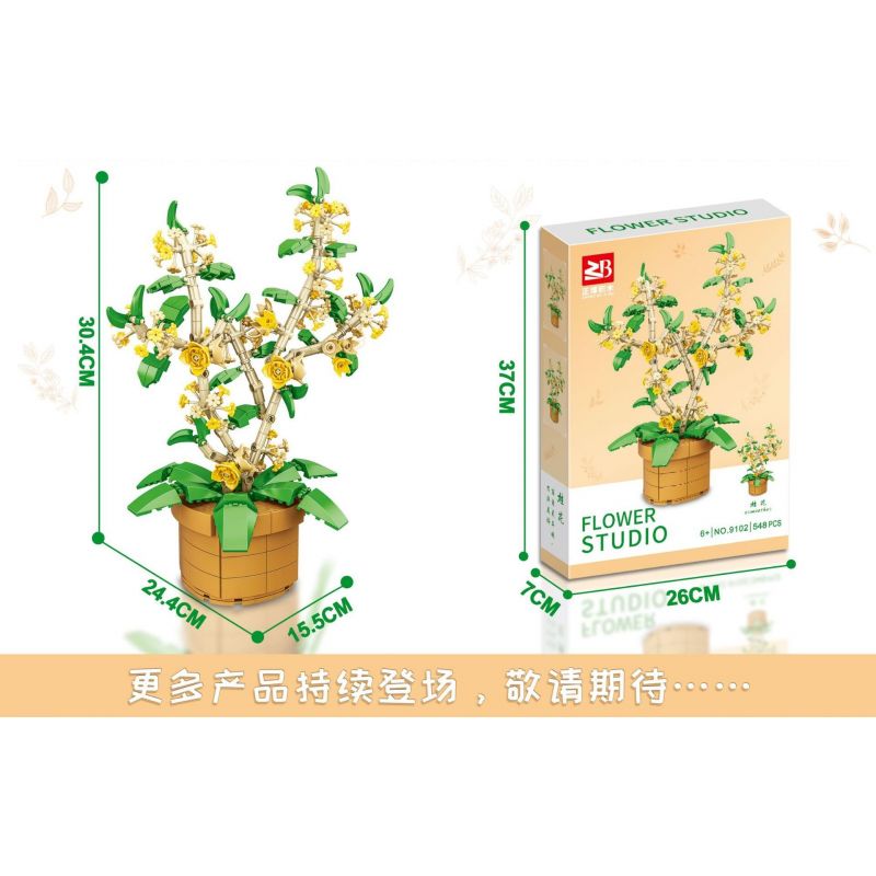 FAIR 9102 non  HOA MỘC TÊ bộ đồ chơi xếp lắp ráp ghép mô hình Flowers OSMANTHUS 548 khối