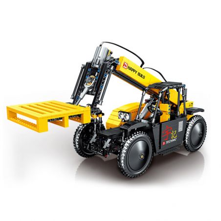 HAPPY BUILD SHINEYU XINYU YC-22008 22008 YC22008 non  XE NÂNG LỚN tỷ lệ 1:17 bộ đồ chơi xếp lắp ráp ghép mô hình Build Team SHINE YU SIMULATION LIFT FORKILFT Đội Xây Dựng 1458 khối