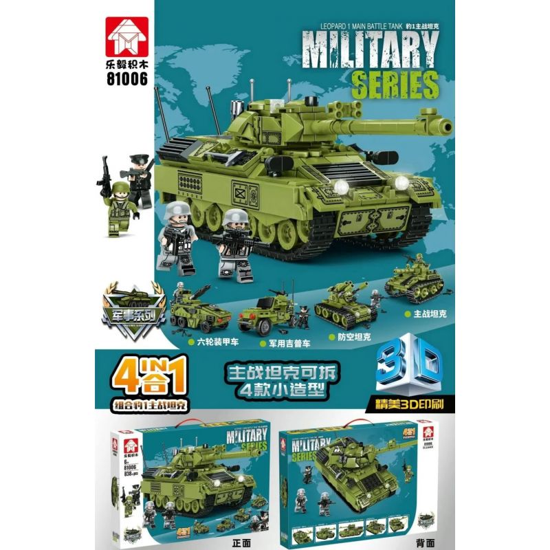 LEYI 81006 non  XE TĂNG CHIẾN ĐẤU CHỦ LỰC LEOPARD 1 bộ đồ chơi xếp lắp ráp ghép mô hình Military Army LEOPARD 1 MAIN BATTILE TANK Quân Sự Bộ Đội 838 khối