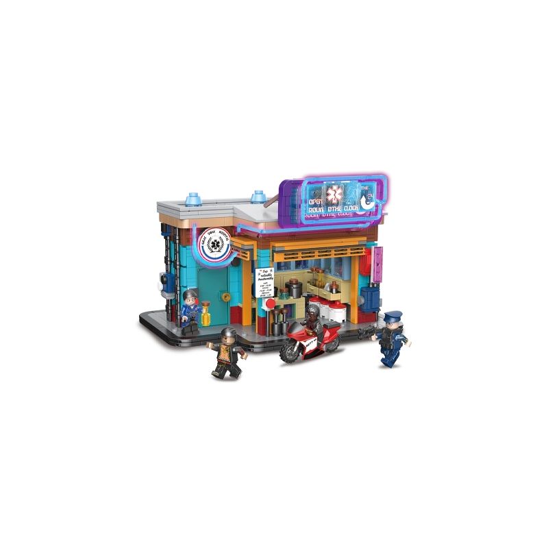 BRICKCOOL KS004 non Lego TIỆM THUỐC bộ đồ chơi xếp lắp ráp ghép mô hình CYBER STREET CORNER 1270 khối