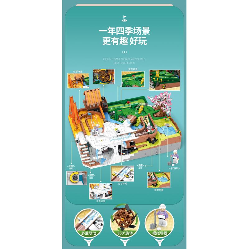 JUHANG TECHNOLOGY 86017 non  SÂN GOLF bộ đồ chơi xếp lắp ráp ghép mô hình Modular Buildings GOLF RESORT COURSE Mô Hình Nhà Cửa 3022 khối