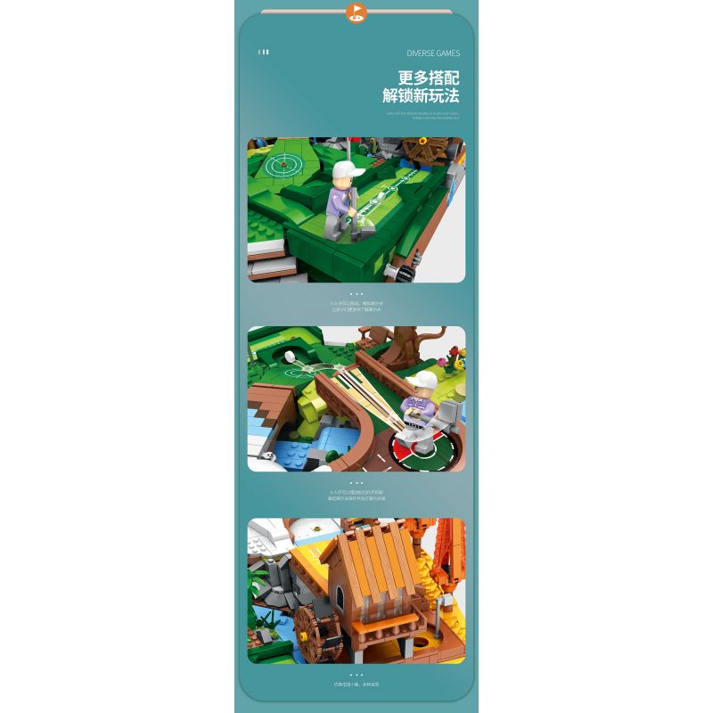 JUHANG TECHNOLOGY 86017 non  SÂN GOLF bộ đồ chơi xếp lắp ráp ghép mô hình Modular Buildings GOLF RESORT COURSE Mô Hình Nhà Cửa 3022 khối