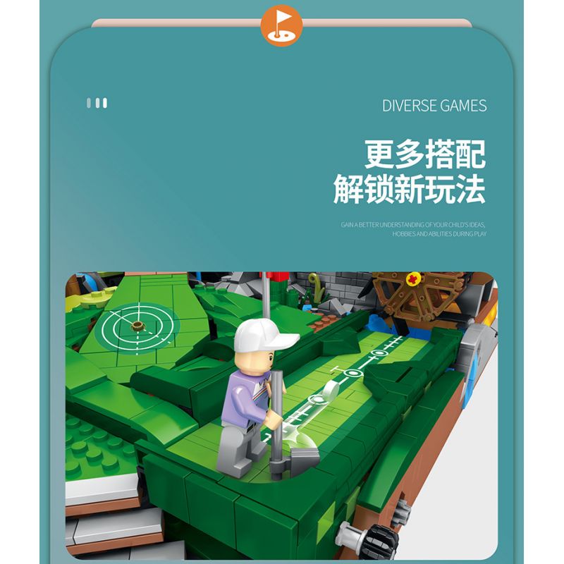 JUHANG TECHNOLOGY 86017 non  SÂN GOLF bộ đồ chơi xếp lắp ráp ghép mô hình Modular Buildings GOLF RESORT COURSE Mô Hình Nhà Cửa 3022 khối