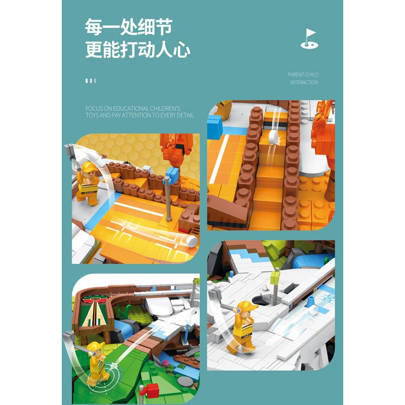 JUHANG TECHNOLOGY 86017 non  SÂN GOLF bộ đồ chơi xếp lắp ráp ghép mô hình Modular Buildings GOLF RESORT COURSE Mô Hình Nhà Cửa 3022 khối