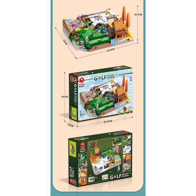 JUHANG TECHNOLOGY 86017 non  SÂN GOLF bộ đồ chơi xếp lắp ráp ghép mô hình Modular Buildings GOLF RESORT COURSE Mô Hình Nhà Cửa 3022 khối