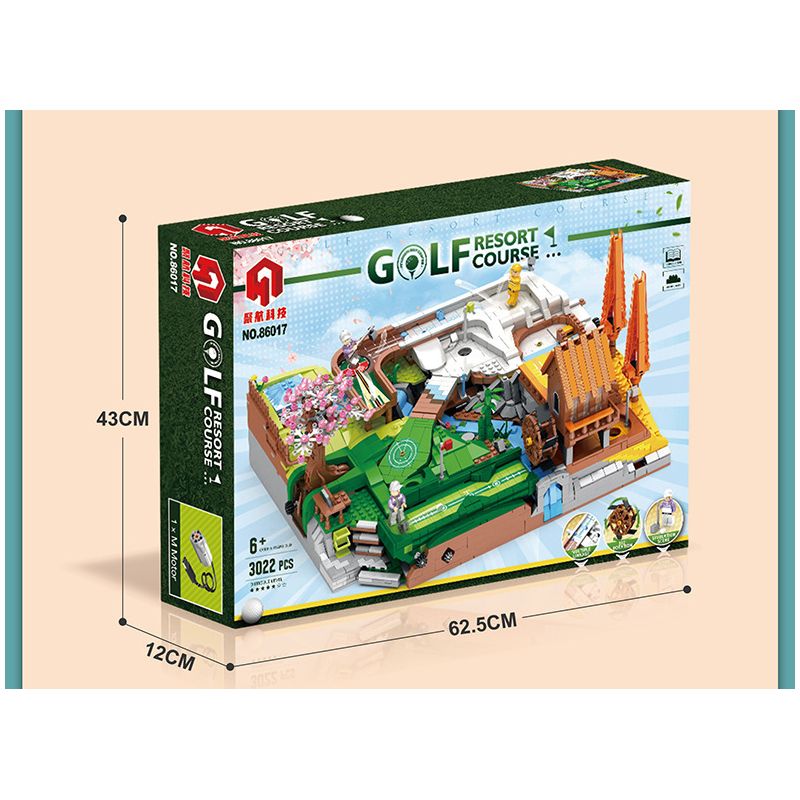 JUHANG TECHNOLOGY 86017 non  SÂN GOLF bộ đồ chơi xếp lắp ráp ghép mô hình Modular Buildings GOLF RESORT COURSE Mô Hình Nhà Cửa 3022 khối