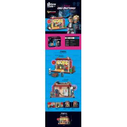 BRICKCOOL KS001 non  QUÁN CÀ PHÊ bộ đồ chơi xếp lắp ráp ghép mô hình CYBER STREET CORNER 712 khối