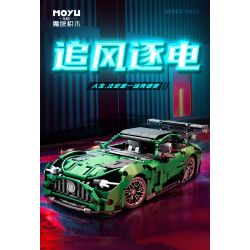 MOYU BLOCK MY88302 88302 non  ĐUA XE NHỰA ĐƯỜNG YÊU TINH XANH AMG 1:14 tỷ lệ 1:14 bộ đồ chơi xếp lắp ráp ghép mô hình 1460 khối