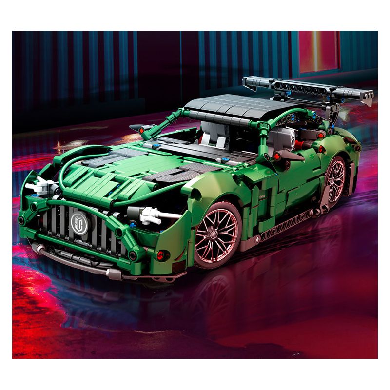 MOYU BLOCK MY88302 88302 non  ĐUA XE NHỰA ĐƯỜNG YÊU TINH XANH AMG 1:14 tỷ lệ 1:14 bộ đồ chơi xếp lắp ráp ghép mô hình 1460 khối