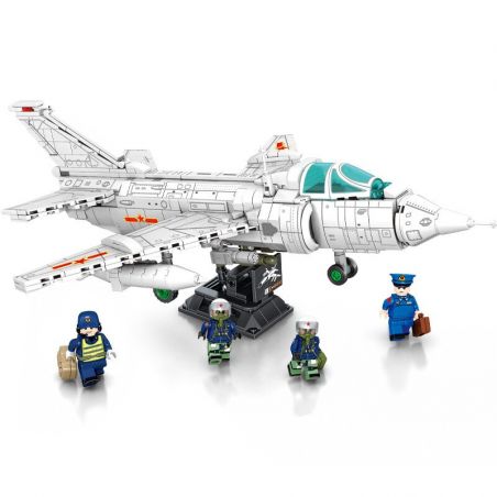 SEMBO 202157 non  MÁY BAY CƯỜNG KÍCH QIANG-5 bộ đồ chơi xếp lắp ráp ghép mô hình Military Army Q-5 STRIKE AIRCRAFT Quân Sự Bộ Đội 679 khối
