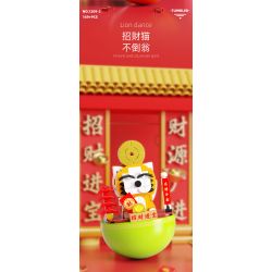 YICHAO 1209-2 non  CON MÈO MAY MẮN bộ đồ chơi xếp lắp ráp ghép mô hình PLUTUS CAT 169 khối