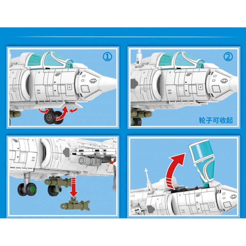 SEMBO 202157 non  MÁY BAY CƯỜNG KÍCH QIANG-5 bộ đồ chơi xếp lắp ráp ghép mô hình Military Army Q-5 STRIKE AIRCRAFT Quân Sự Bộ Đội 679 khối