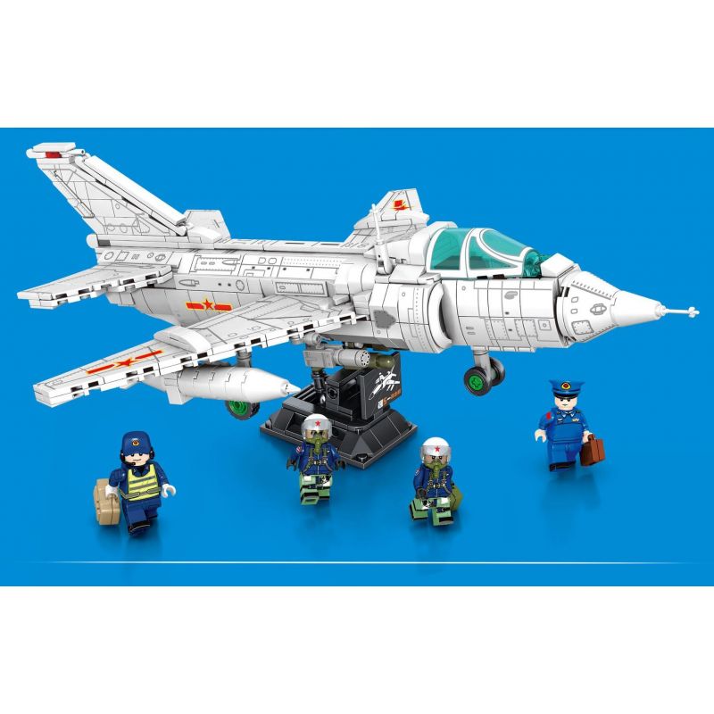 SEMBO 202157 non  MÁY BAY CƯỜNG KÍCH QIANG-5 bộ đồ chơi xếp lắp ráp ghép mô hình Military Army Q-5 STRIKE AIRCRAFT Quân Sự Bộ Đội 679 khối