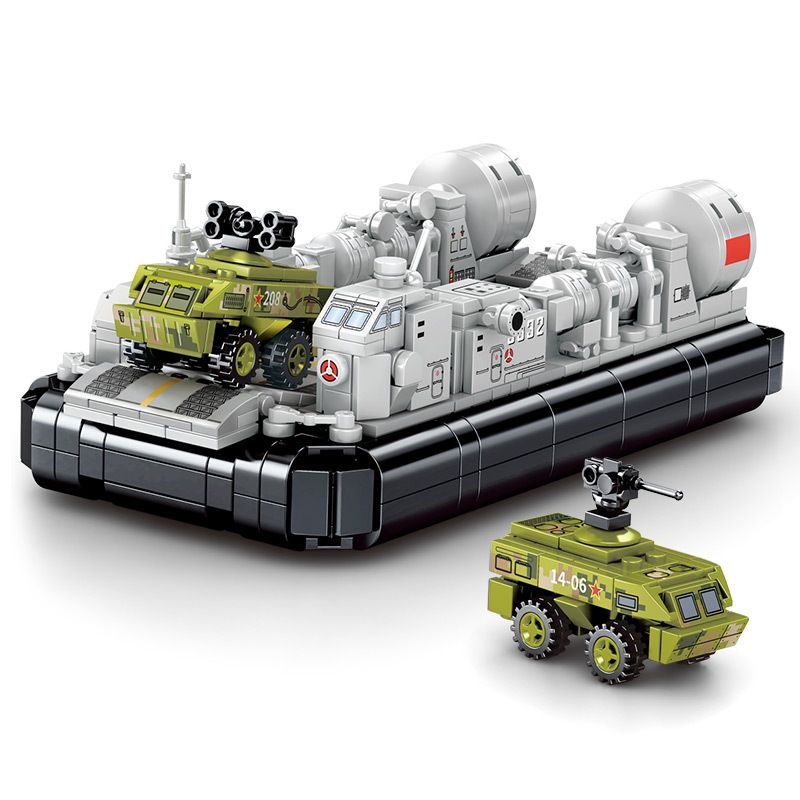 SEMBO 202048 non Lego TÀU ĐỆM KHÍ TYPE 726 RA MẮT bộ đồ chơi xếp lắp ráp ghép mô hình Military Army TYPE 726 LCAC HOVERCRAFT Quân Sự Bộ Đội 686 khối