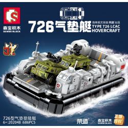 SEMBO 202048 non  TÀU ĐỆM KHÍ TYPE 726 RA MẮT bộ đồ chơi xếp lắp ráp ghép mô hình Military Army TYPE 726 LCAC HOVERCRAFT Quân Sự Bộ Đội 686 khối