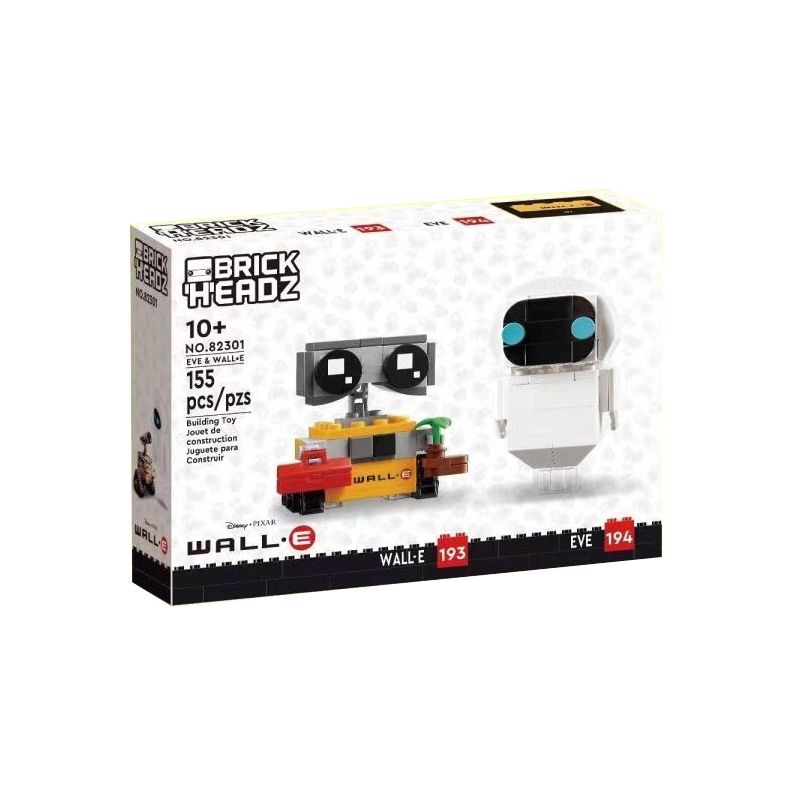 NOT Lego EVE & WALL-E 40619 82301 xếp lắp ráp ghép mô hình EVE & WALL-E EVA VÀ Brickheadz Nhân Vật Đầu To 155 khối