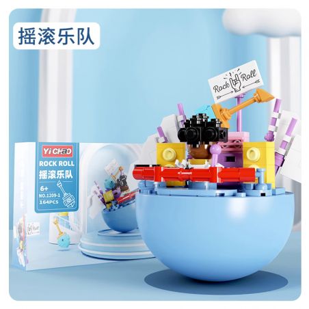 YICHAO 1209-1 non  BAN NHẠC ROCK bộ đồ chơi xếp lắp ráp ghép mô hình ROCK ROLL 164 khối