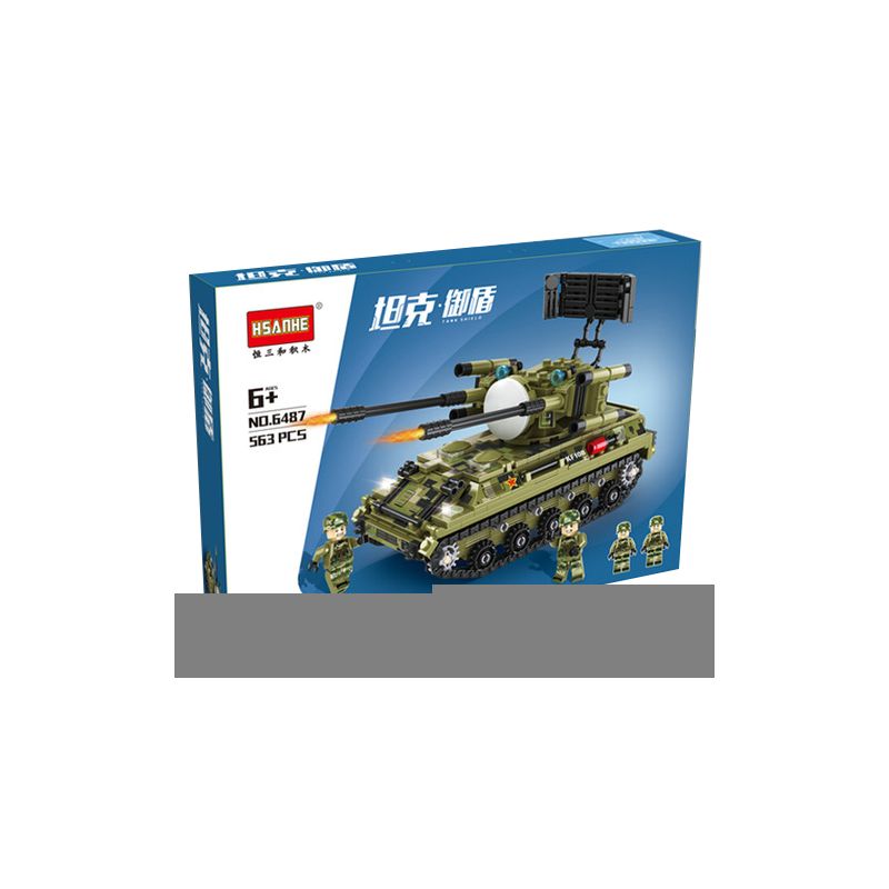 HSANHE CACO 6487 non Lego XE TĂNG LÁ CHẮN SÚNG PHÒNG KHÔNG bộ đồ chơi xếp lắp ráp ghép mô hình Military Army TANK SHIELD Quân Sự Bộ Đội 563 khối