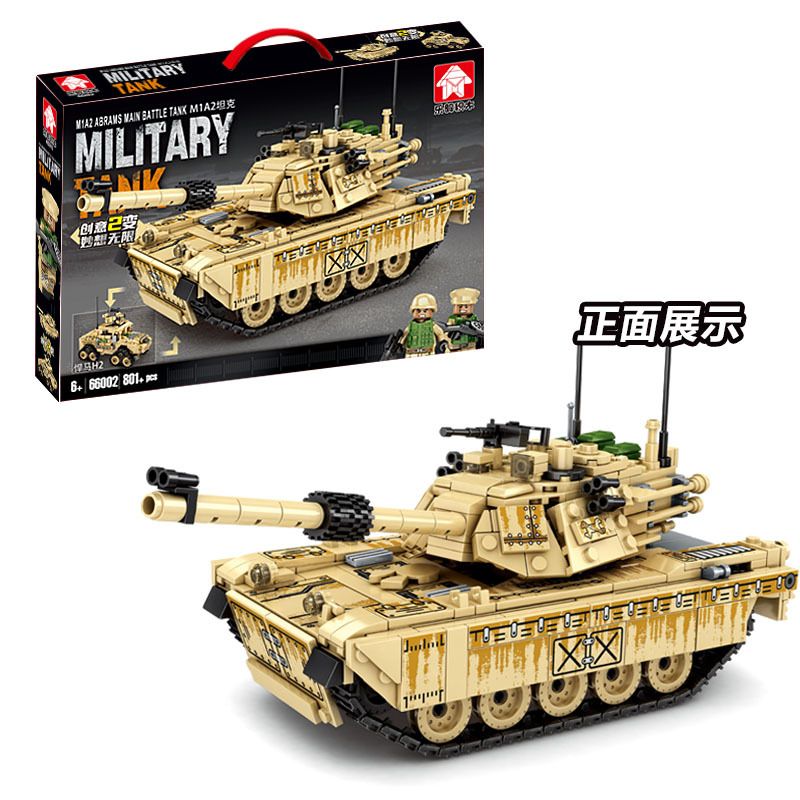 LEYI 66002 non Lego XE TĂNG M1A2 bộ đồ chơi xếp lắp ráp ghép mô hình Military Army MILITARY TANK M1A2 ABRAMS MAIN BATTLE Quân Sự Bộ Đội 801 khối