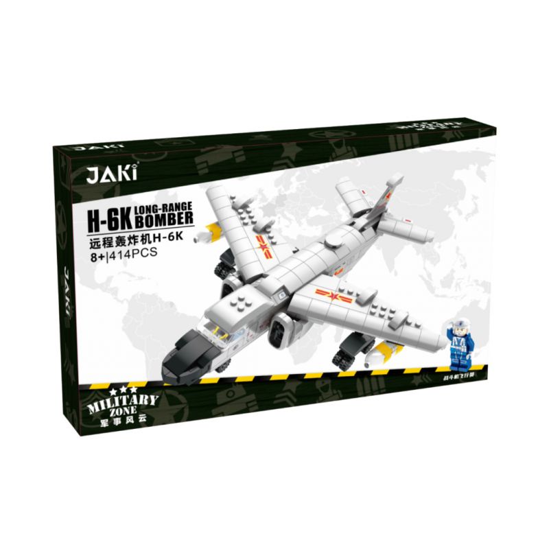 JAKI JK9157 9157 non Lego MÁY BAY NÉM BOM TẦM XA H-6K bộ đồ chơi xếp lắp ráp ghép mô hình MILITARY ZONE H-6K LONG-RANGE BOMBER 414 khối