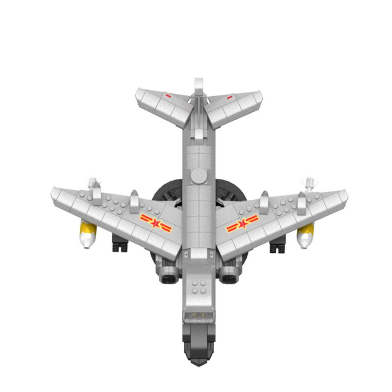 JAKI JK9157 9157 non  MÁY BAY NÉM BOM TẦM XA H-6K bộ đồ chơi xếp lắp ráp ghép mô hình MILITARY ZONE H-6K LONG-RANGE BOMBER 414 khối