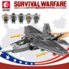 SEMBO 207124 non  MÁY BAY CHIẾN ĐẤU F-22 RAPTOR bộ đồ chơi xếp lắp ráp ghép mô hình Military Army SURVIVAL WARFARE Quân Sự Bộ Đội 899 khối