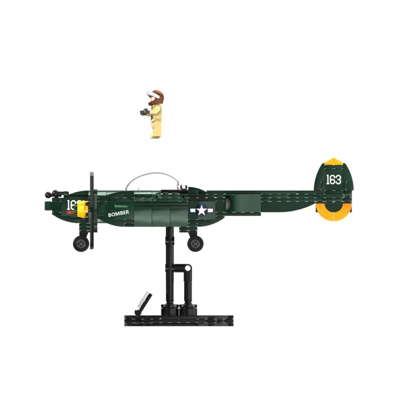 JAKI JK9160 9160 non  MÁY BAY CHIẾN ĐẤU CỔ ĐIỂN P-38 THUNDERBOLT WWII bộ đồ chơi xếp lắp ráp ghép mô hình MILITARY ZONE P-38 THUNDER FIGHTER 502 khối