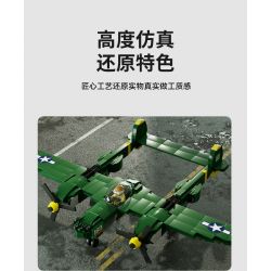 JAKI JK9160 9160 non  MÁY BAY CHIẾN ĐẤU CỔ ĐIỂN P-38 THUNDERBOLT WWII bộ đồ chơi xếp lắp ráp ghép mô hình MILITARY ZONE P-38 THUNDER FIGHTER 502 khối